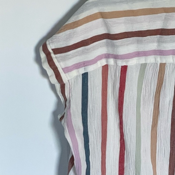 Madewell Gauze Central Button Down Tunic Shirt in Rainbow Stripe 35927 - Picture 8 of 15